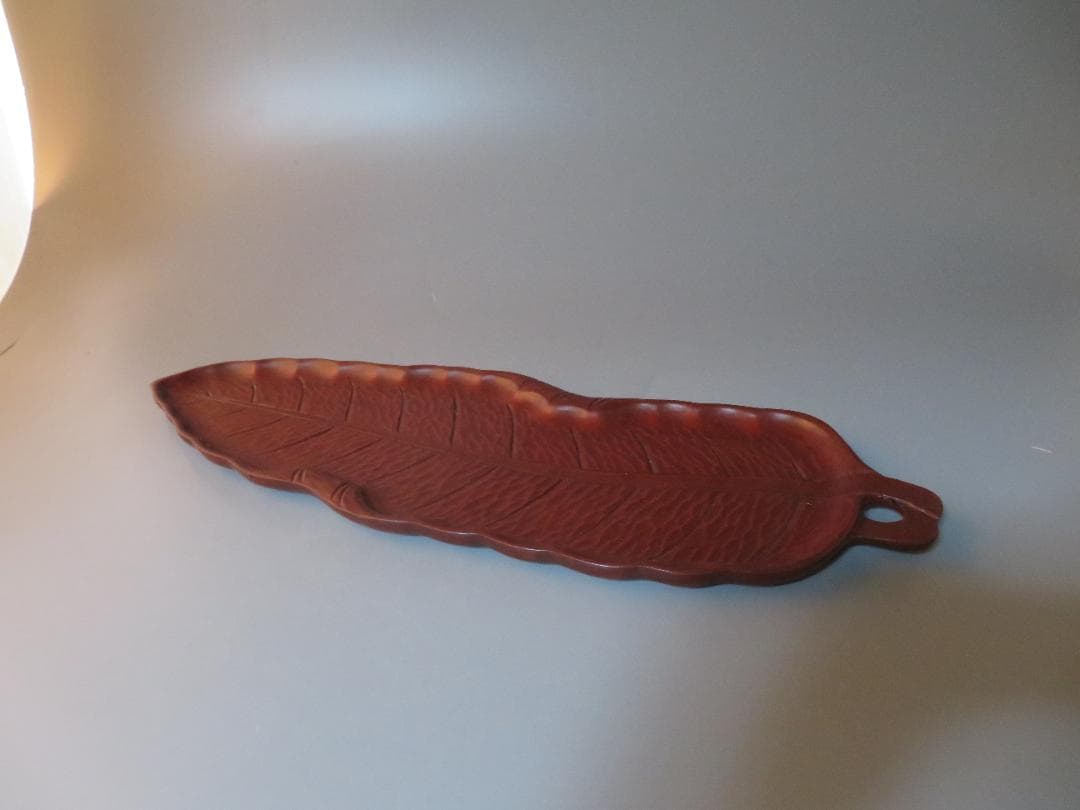 ◆400◆煎茶道具 煎盆 葉盆一文字 芭蕉葉盆(小) 花梨