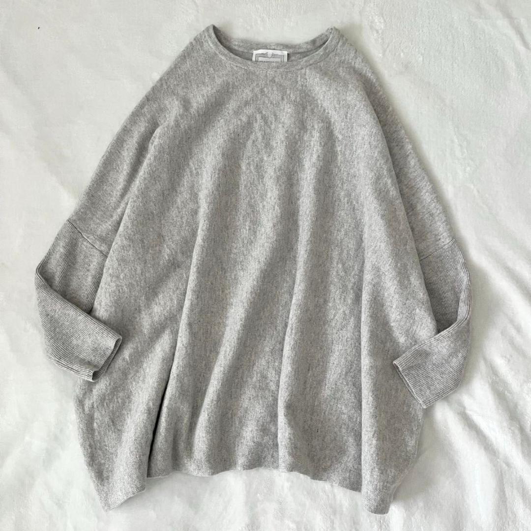 BEARDSLEY ビッグショートクルーネックニット　グレー　ビアズリー　ウール