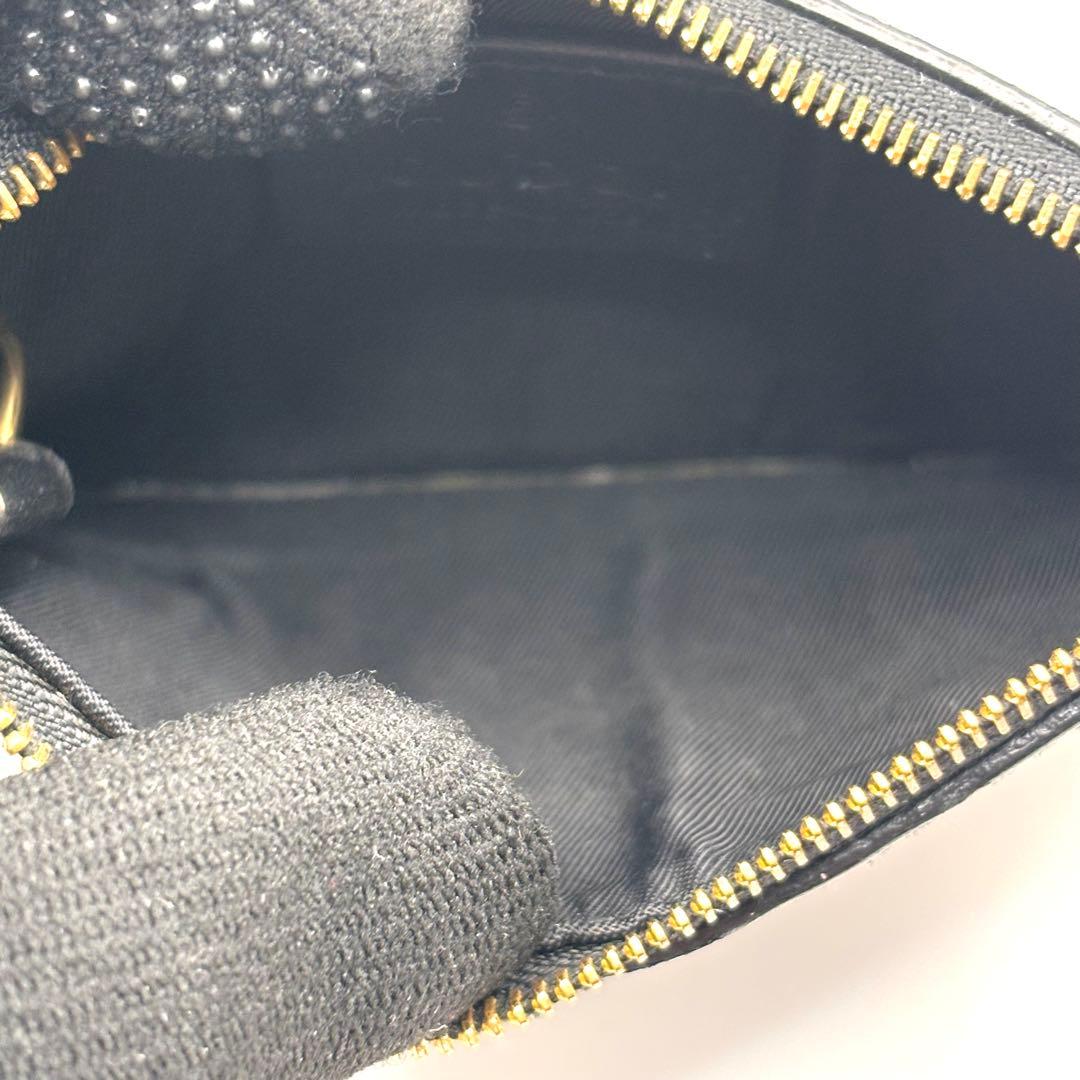 グッチ ケース シマ レザー キーチェーン フック ブラック 小物入れ