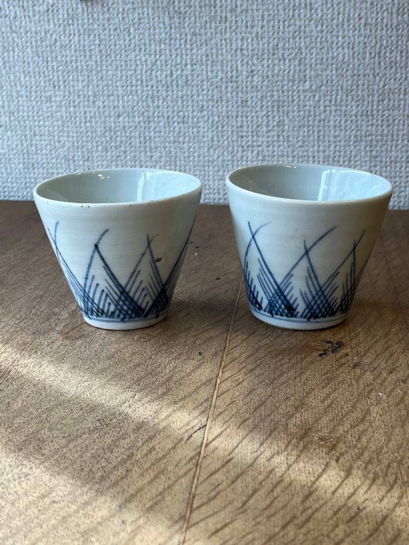 古い蕎麦猪口　そばちょこ　2個セット　湯呑み　古雑貨　アンティーク　昭和レトロ
