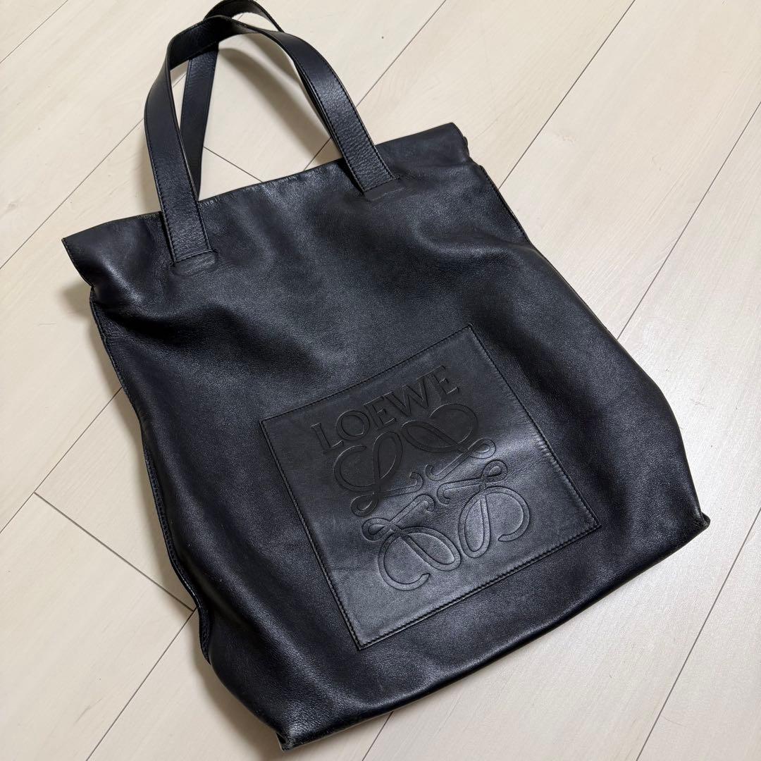 E*♡様 LOEWE ブラック レザートートバッグ