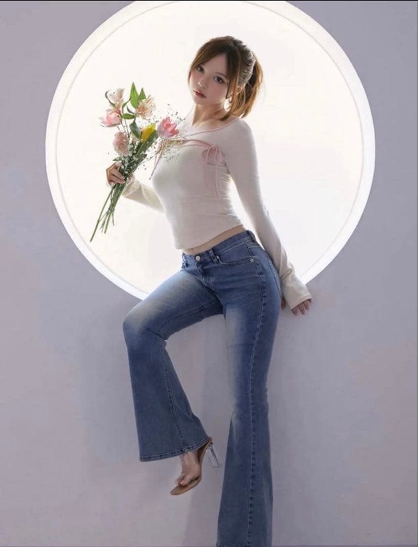 パンツ andmary Heart hip flare demim S