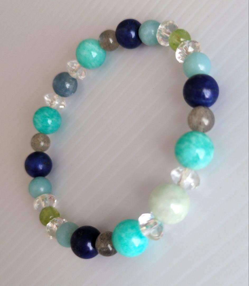 愛光堂 天然石ブレスレット　青系　お兄さん作成　匿名配送