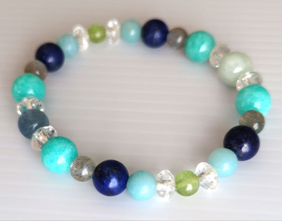 愛光堂 天然石ブレスレット　青系　お兄さん作成　匿名配送