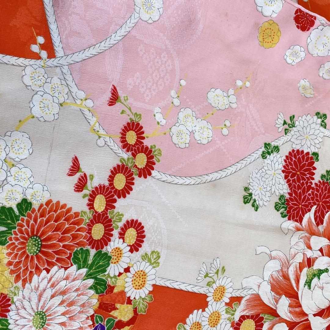 七五三 2歳 3歳 正絹 アンティーク 着物 被布 バッグ 草履 セット