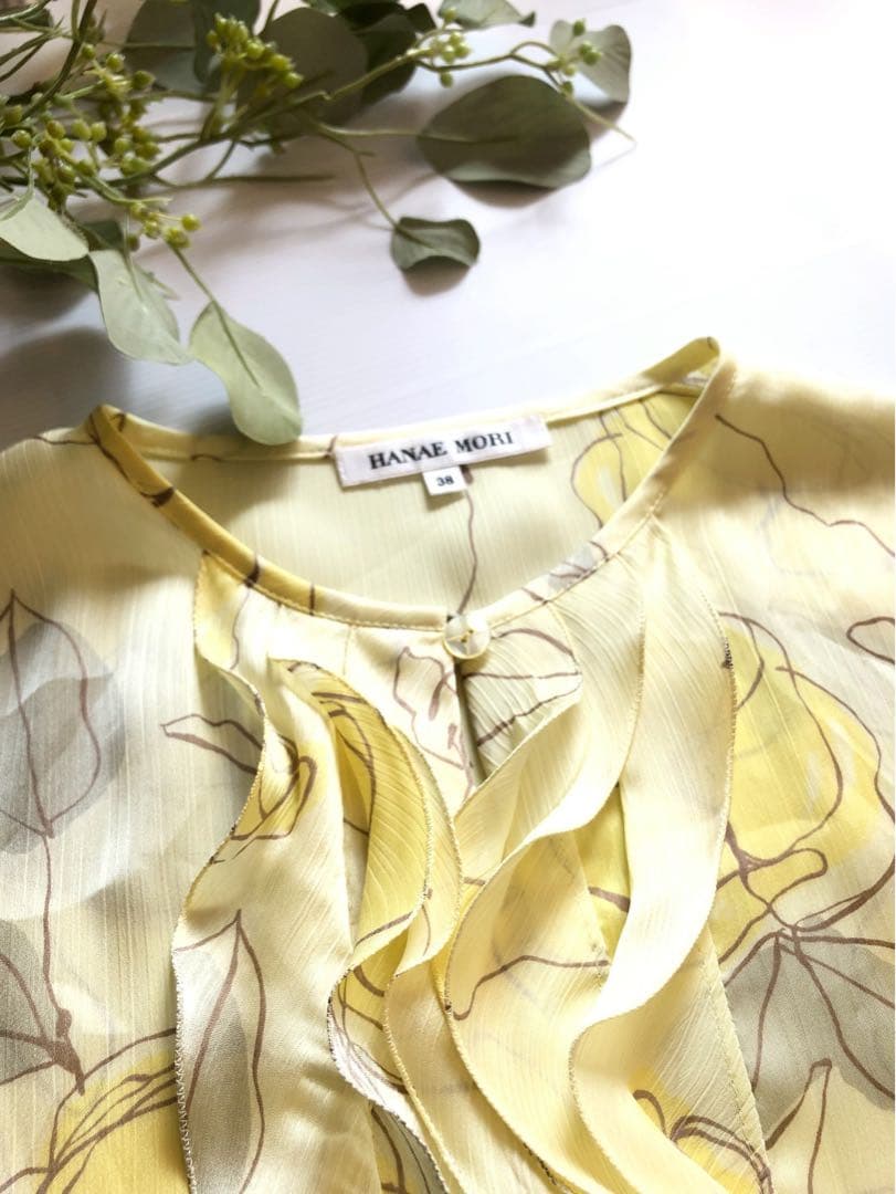 定価5万円 HANAE MORI シフォンジョーゼットフラワーブラウス