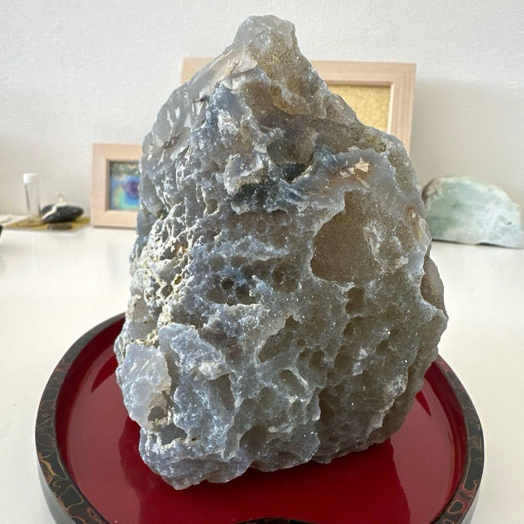 【国産鉱物】青森産　青瑪瑙　原石　ブルーアゲート【特大】1099g