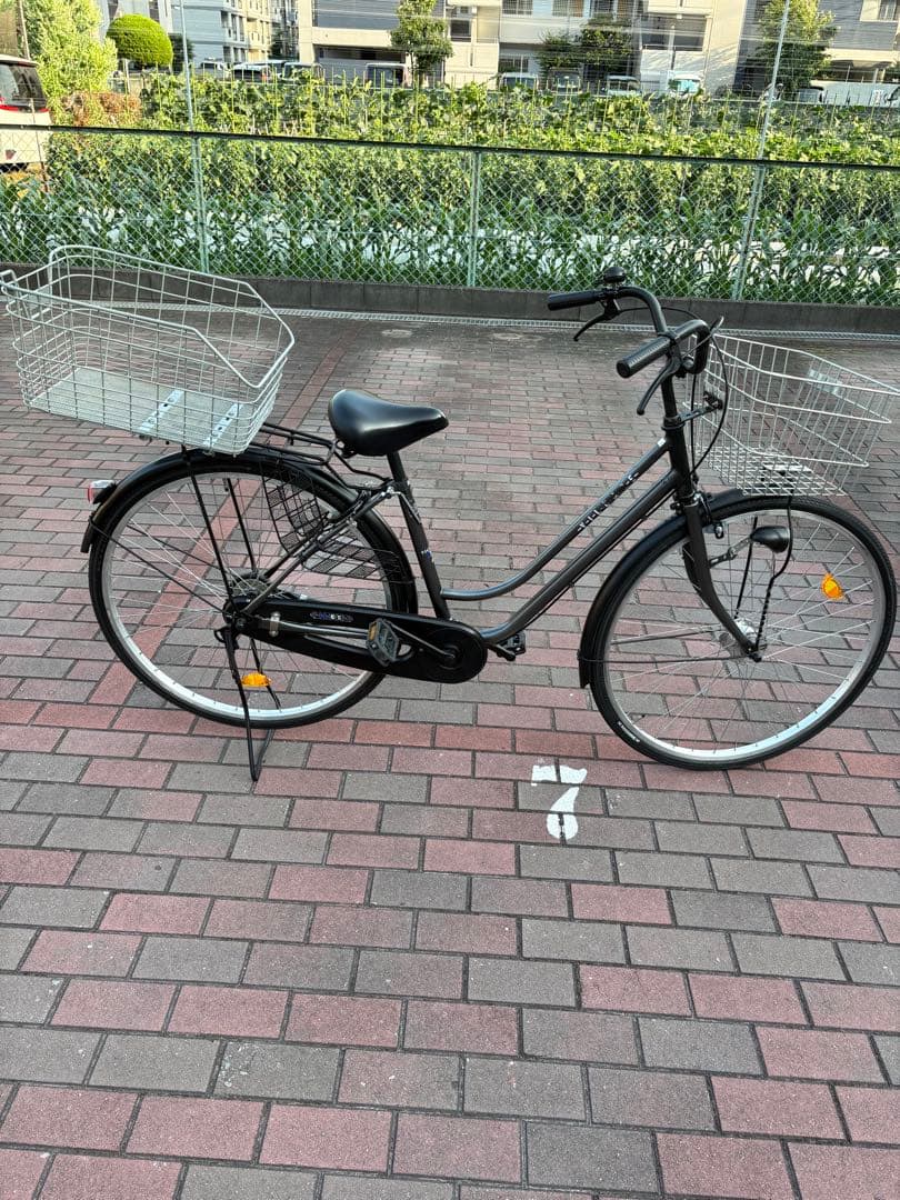 前後大型バスケット　お買い物仕様オートライトママチャリ(27㌅)お引取/配達可能