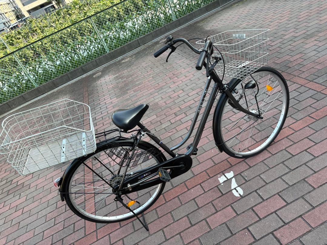 前後大型バスケット　お買い物仕様オートライトママチャリ(27㌅)お引取/配達可能