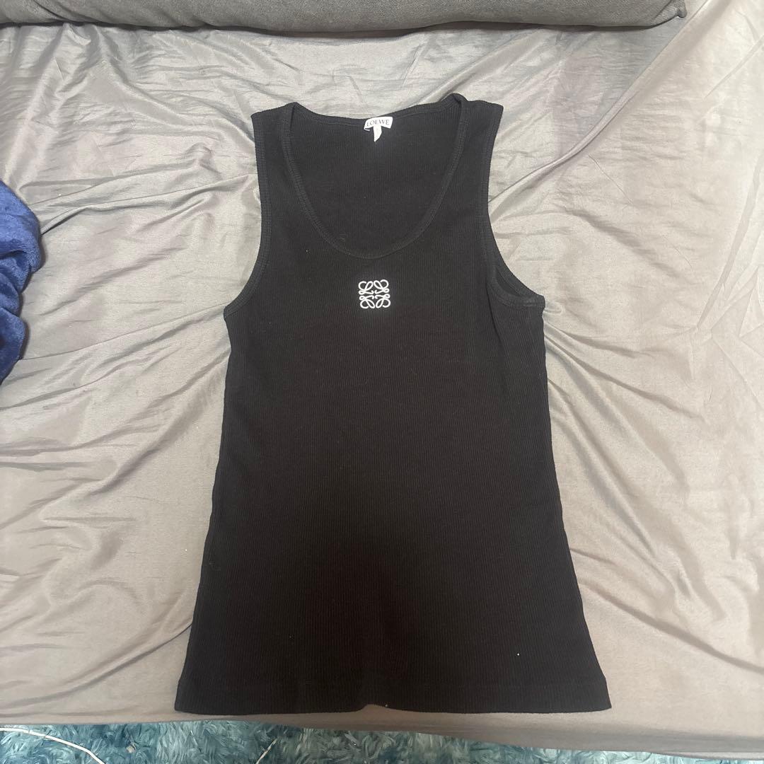 LOEWE ブラック リブタンクトップ