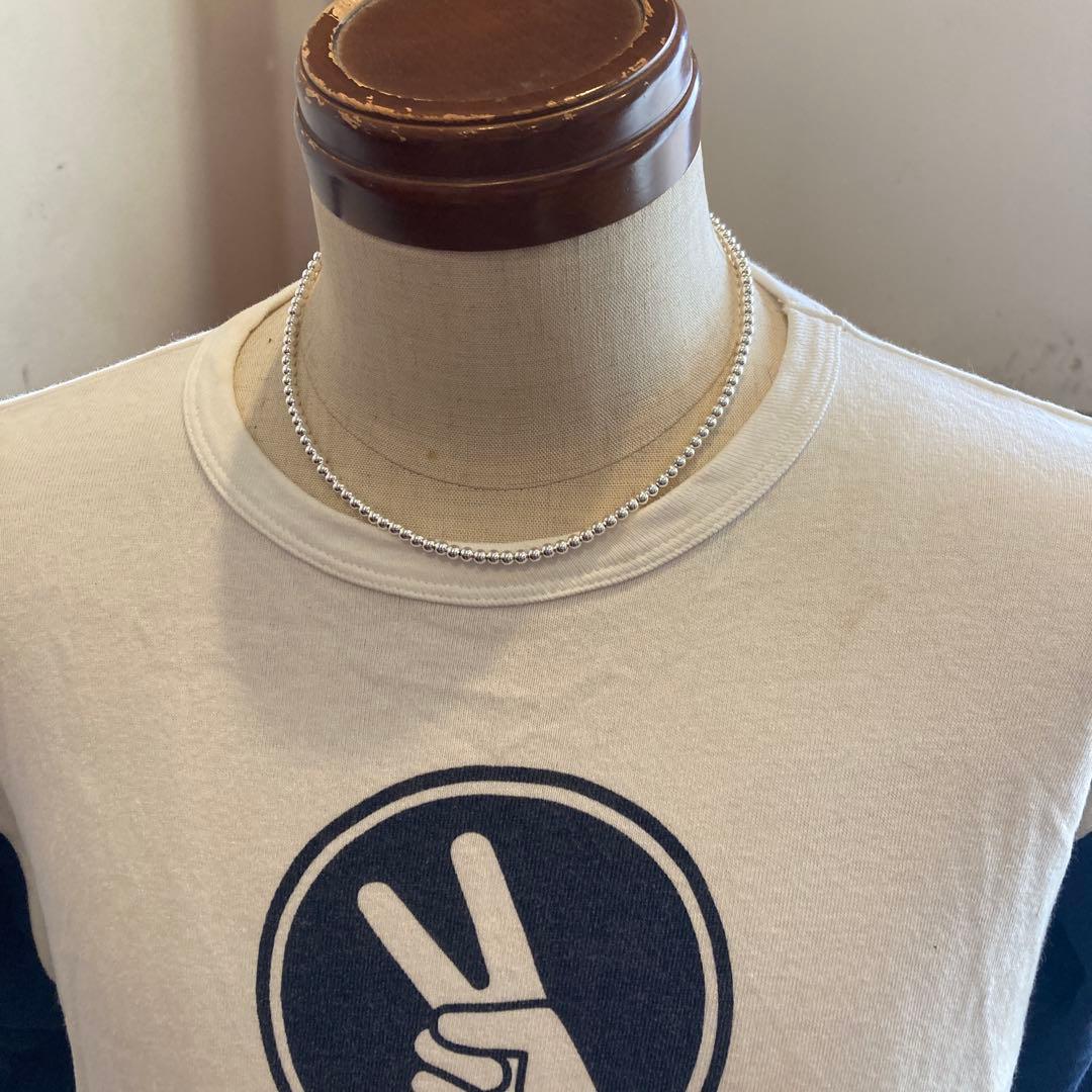 シルバー925製ラウンドビーズネックレス45cmナバホパールボールチェーン