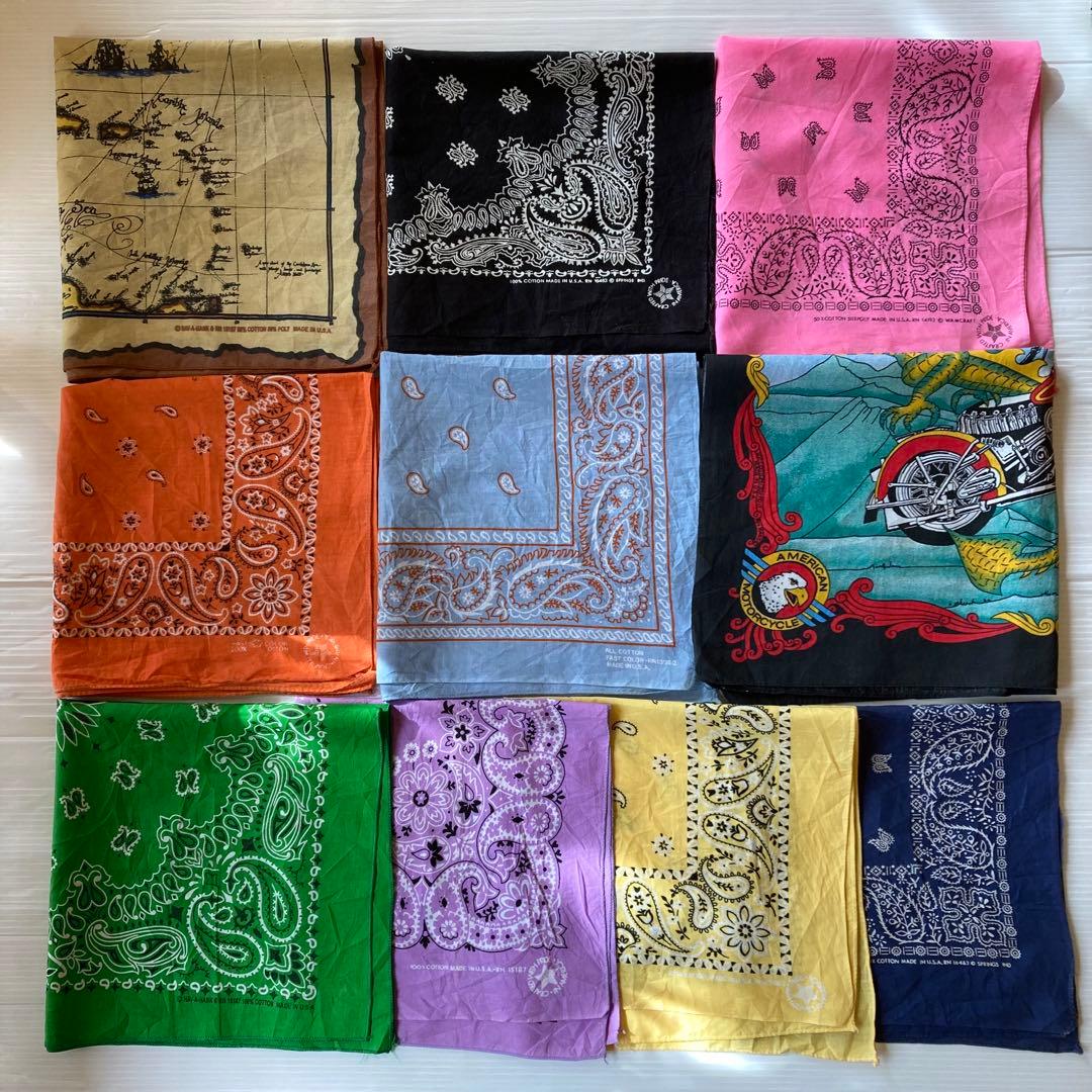 h*u様 まとめ売り 10枚 vintage ビンテージ バンダナ USA