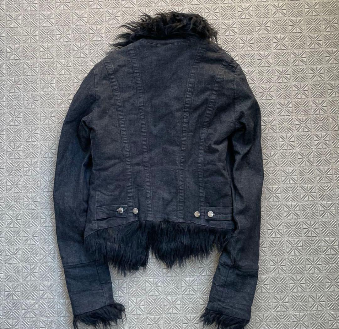 Y2K OPIUM 鬼ファー デニム フライト ジャケット 裏原 平成ギャル