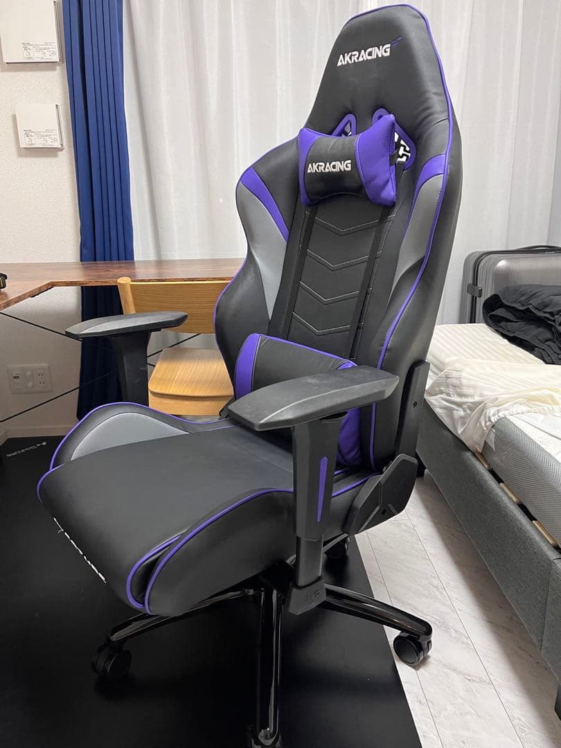 AKRACING 游戏椅 紫色 高耐用 PU 皮革 180 度倾斜家用