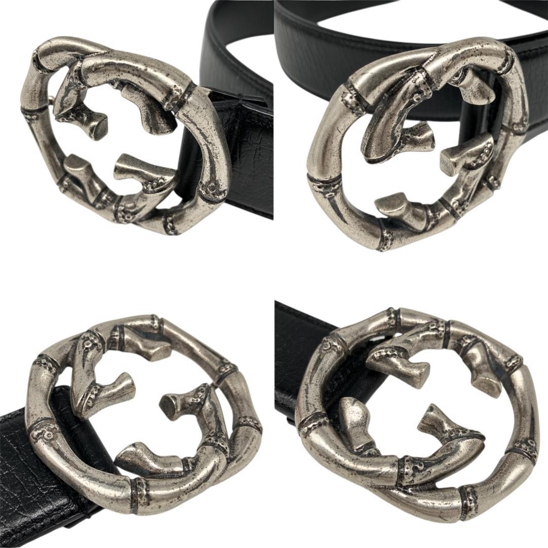 GUCCI グッチ バンブー ベルト シルバー ブラック イタリア製