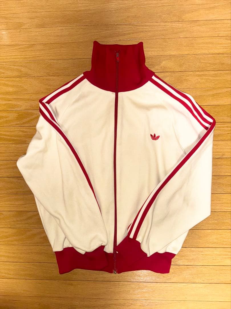 80s adidas トラックジャケット ジャージ デサント 赤 白2号