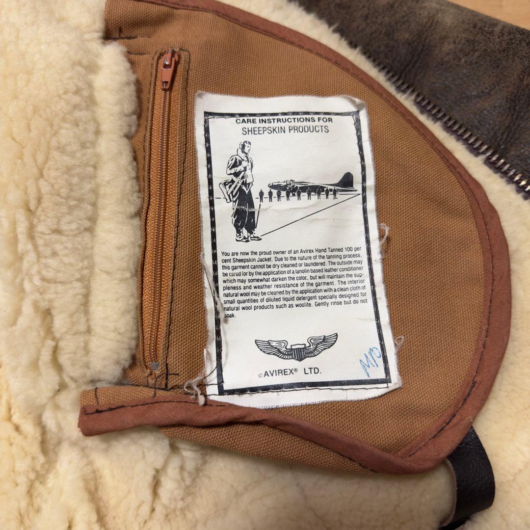 【希少】 80’s〜AVIREX B-3 ムートンジャケット 胸タグ ラムレザー