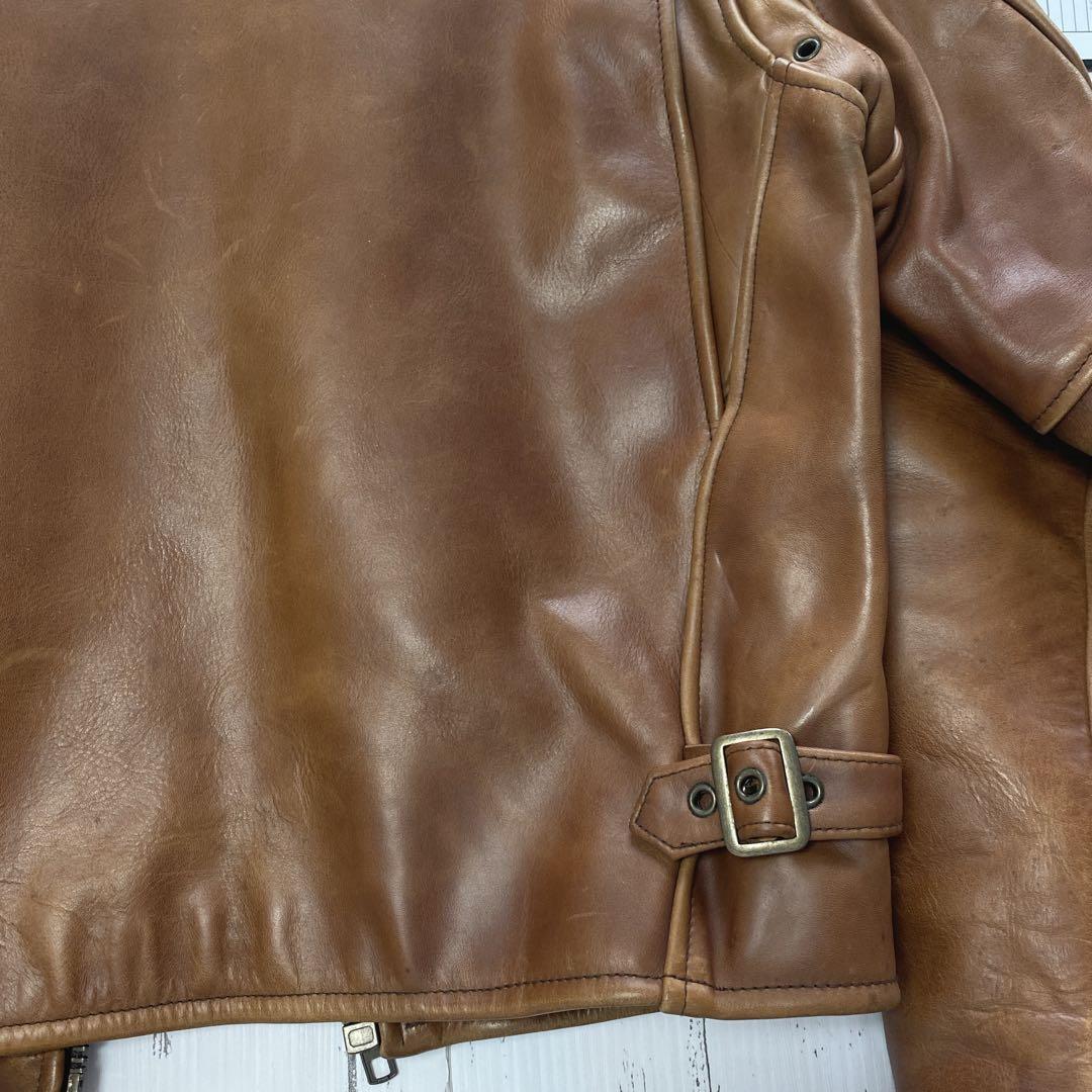 シングルライダース　レザー キャメル　TALON 牛革　ジャケット　ブラウン