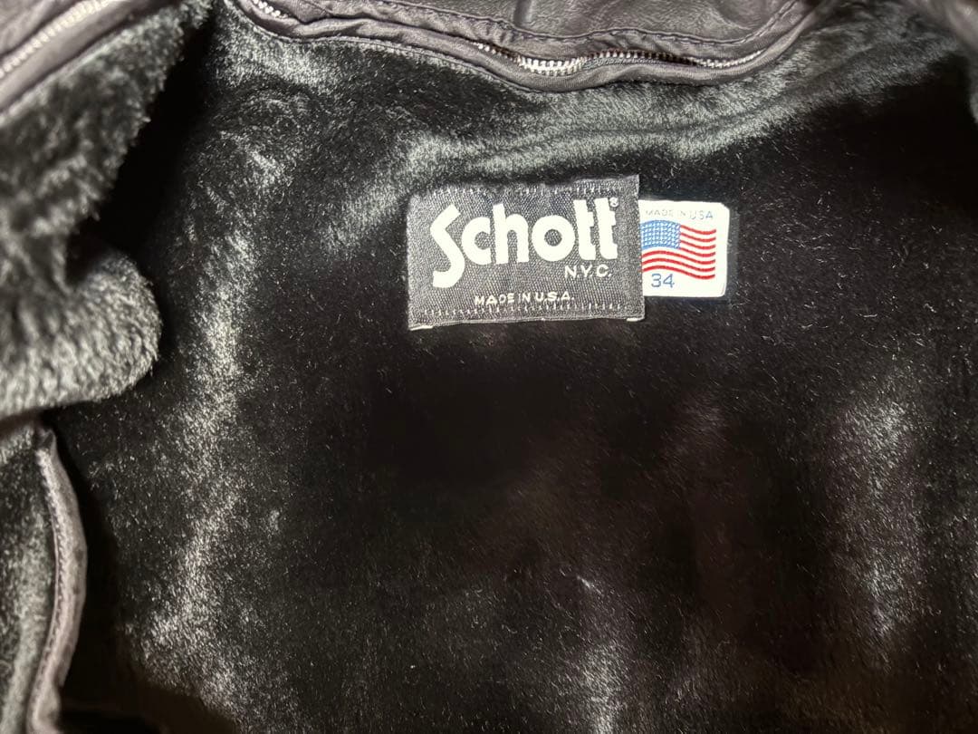 Schott ブラックレザーシングルライダース 34