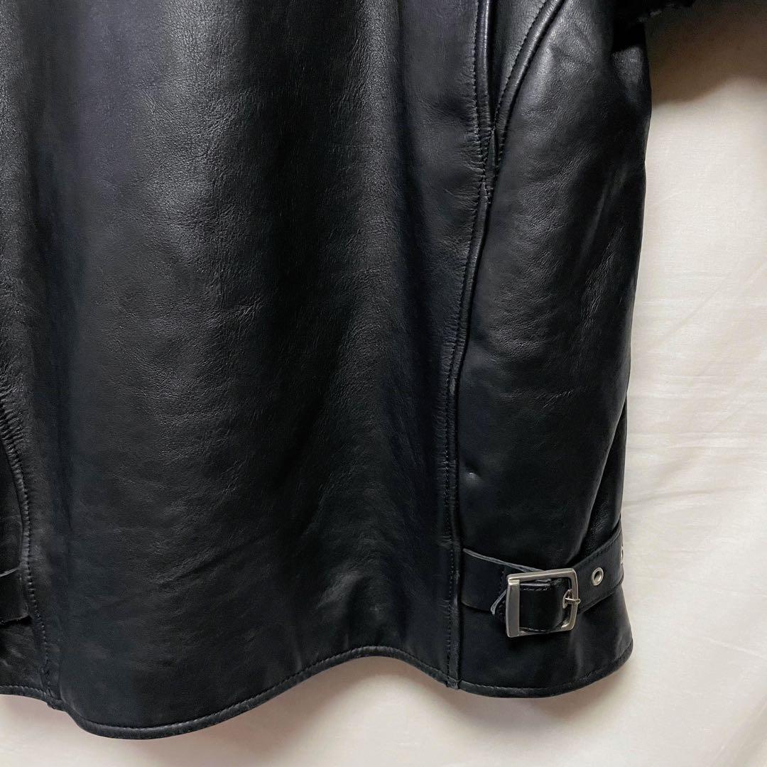 レザージャケット シングルライダースジャケット 革ジャン 切り替え ショート丈