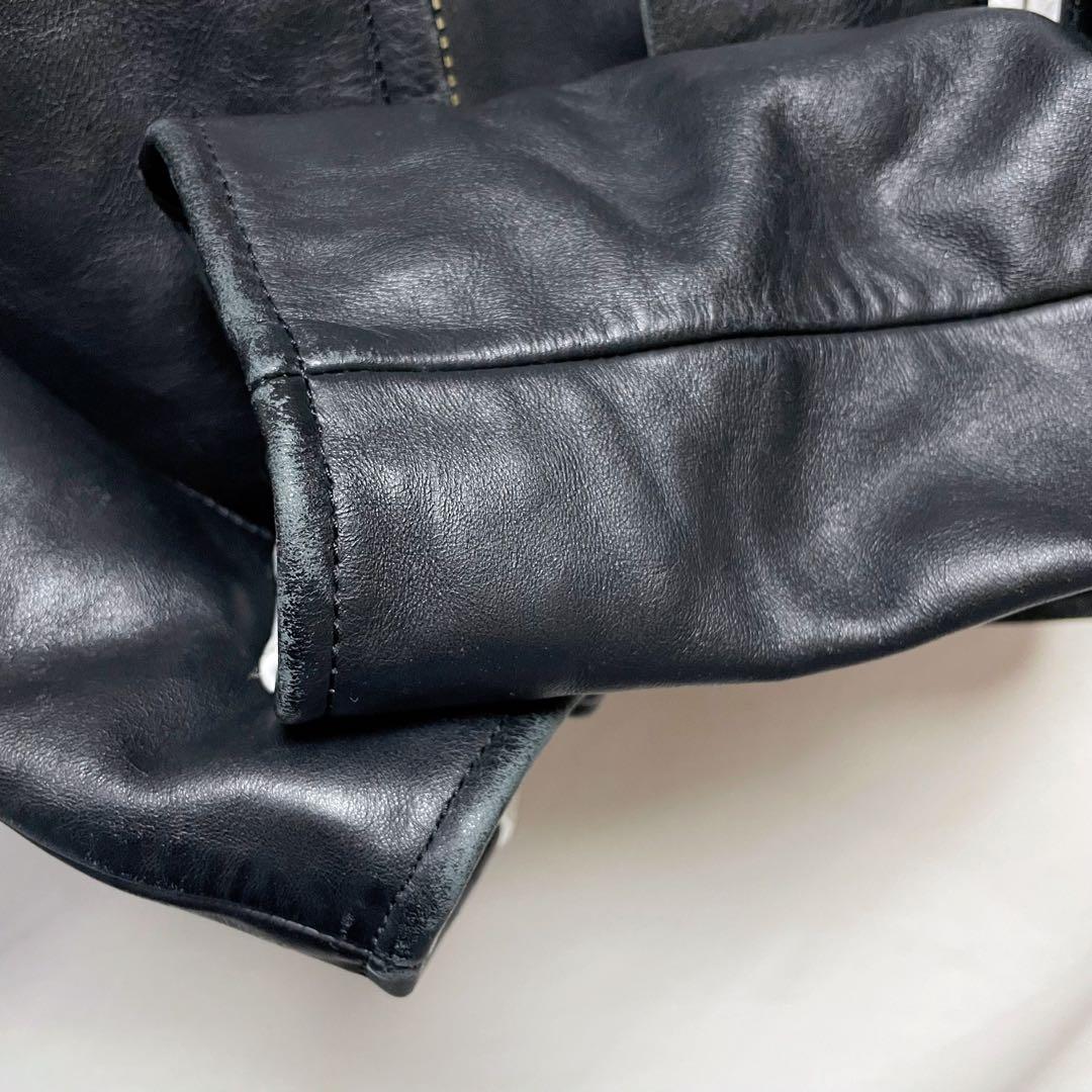 レザージャケット シングルライダースジャケット 革ジャン 切り替え ショート丈