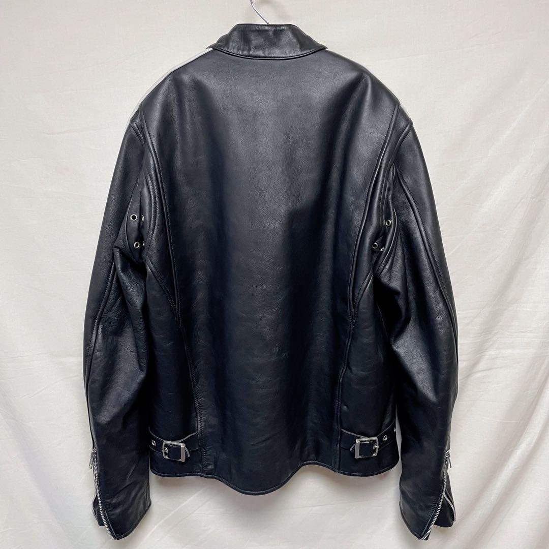 レザージャケット シングルライダースジャケット 革ジャン 切り替え ショート丈