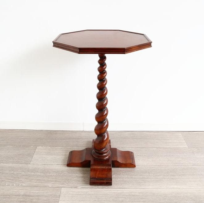 ツイスト脚マホガニー高級サイドテーブル