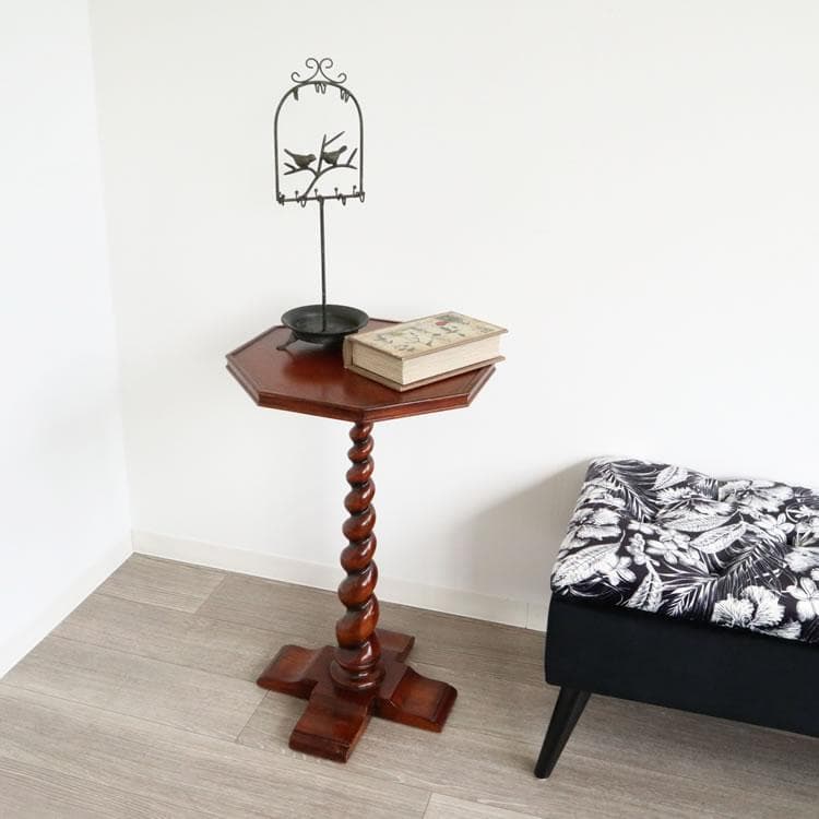 ツイスト脚マホガニー高級サイドテーブル