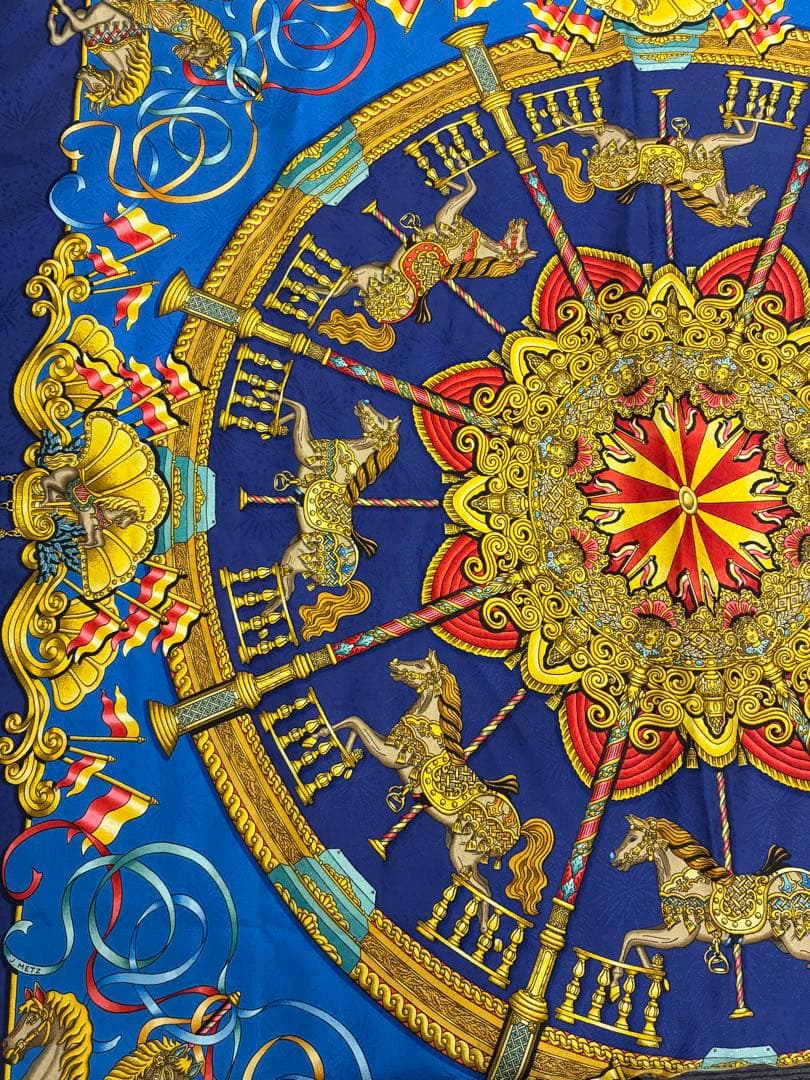 美品 HERMES 馬デザイン シルクスカーフ