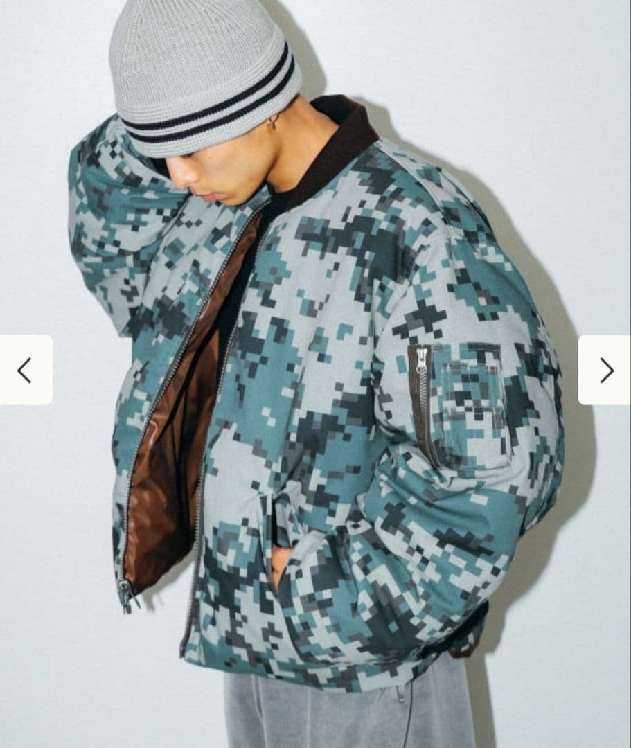 BEAMS リバーシブル ダウン フライトジャケット 迷彩 MA1