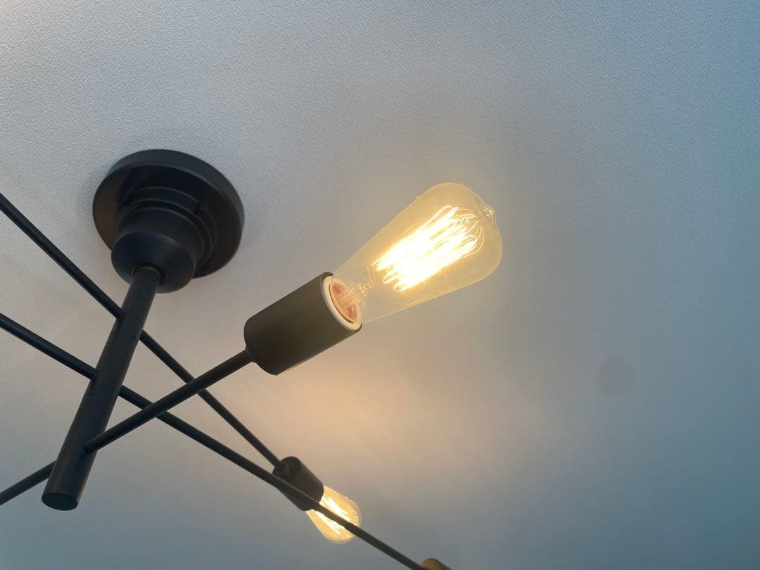 【電球付き】シーリングライト 6灯　ブラック　レトロ電球