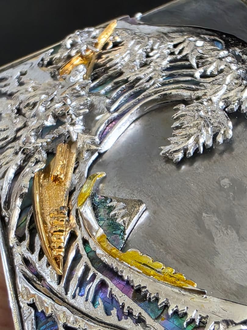 【希少】Shyo Miyama 銀製 ブローチ／インテリアスタンド（北斎)