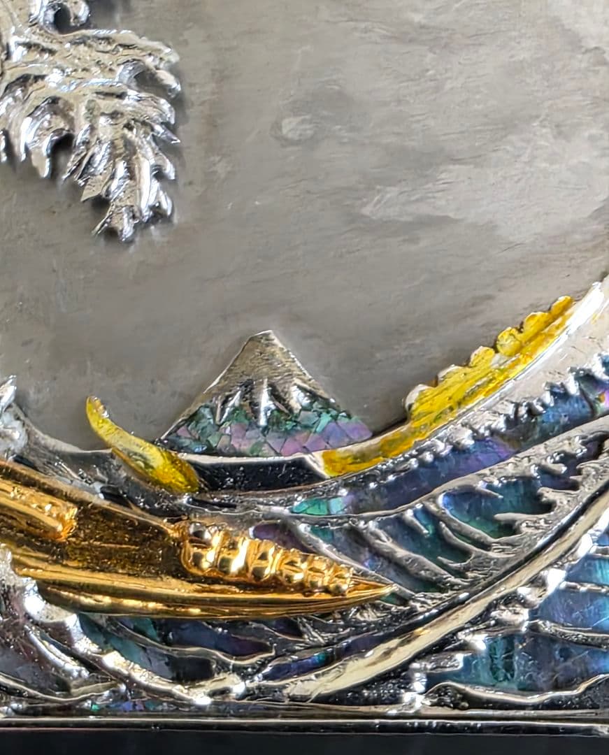 【希少】Shyo Miyama 銀製 ブローチ／インテリアスタンド（北斎)