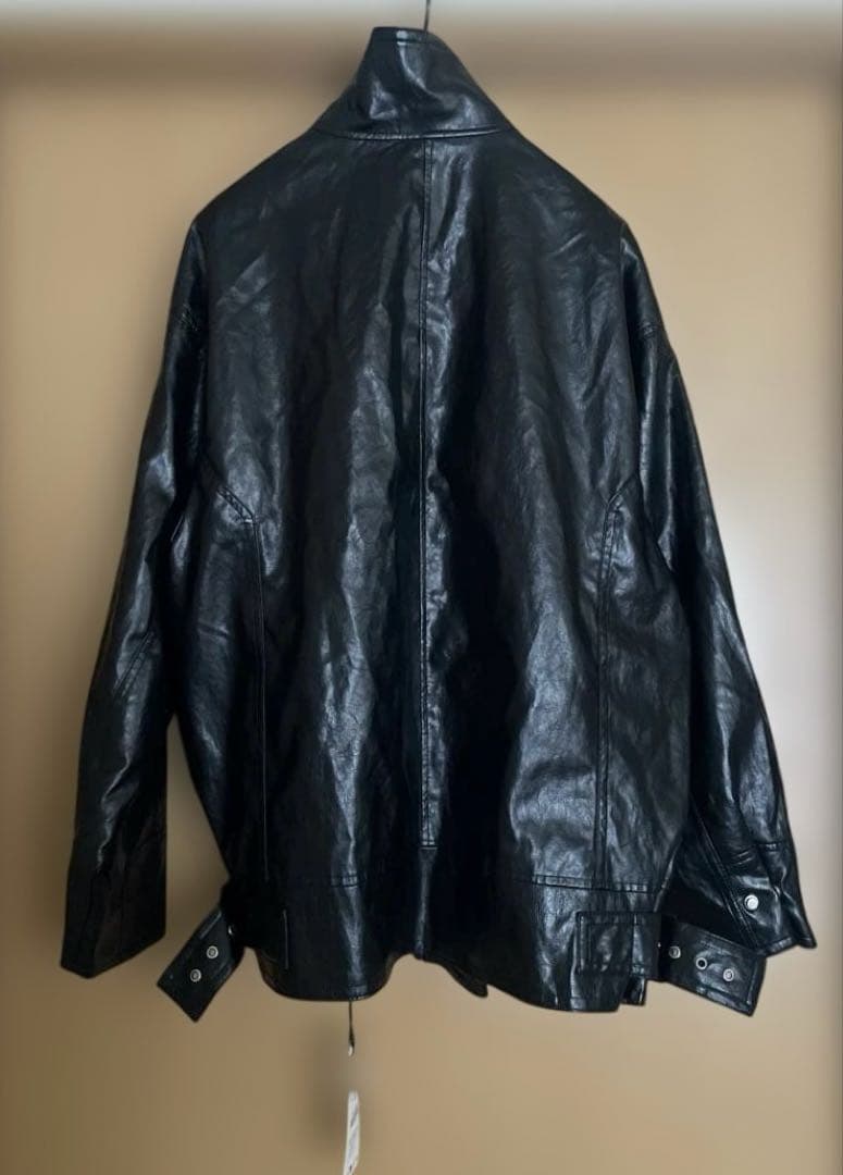 新品 タグ付 ZARA ZWコレクション フェイク レザー ジャケット ブラック
