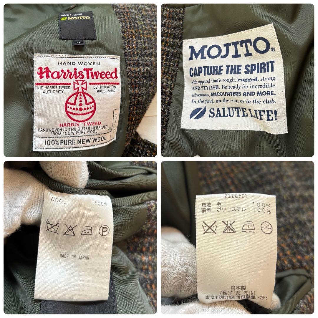 【美品】MOJITO アルズコート ハリスツイード コート M モヒート 日本製