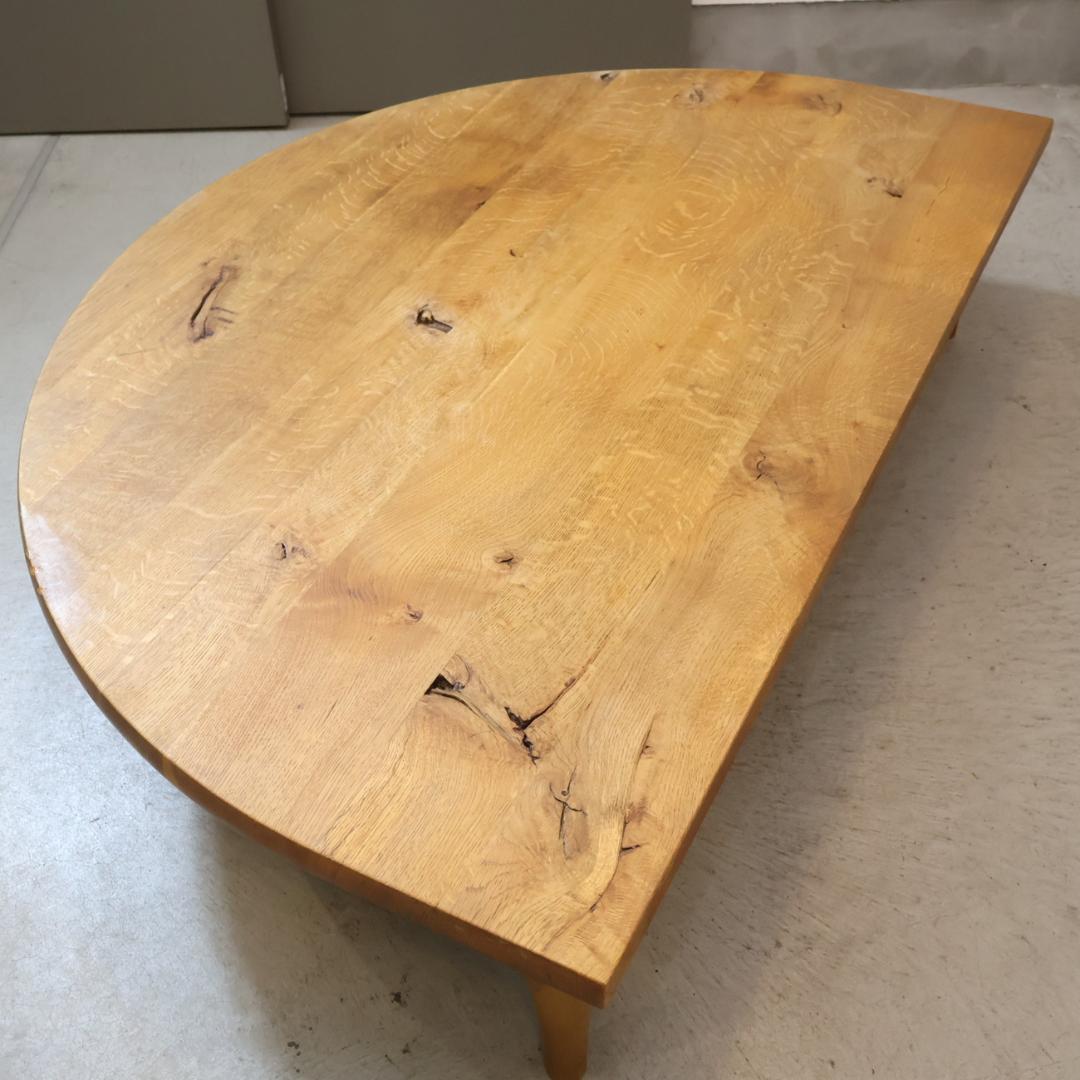 飛騨産業 キツツキ 森のことば オーク無垢材 節入り 半円形リビングテーブル