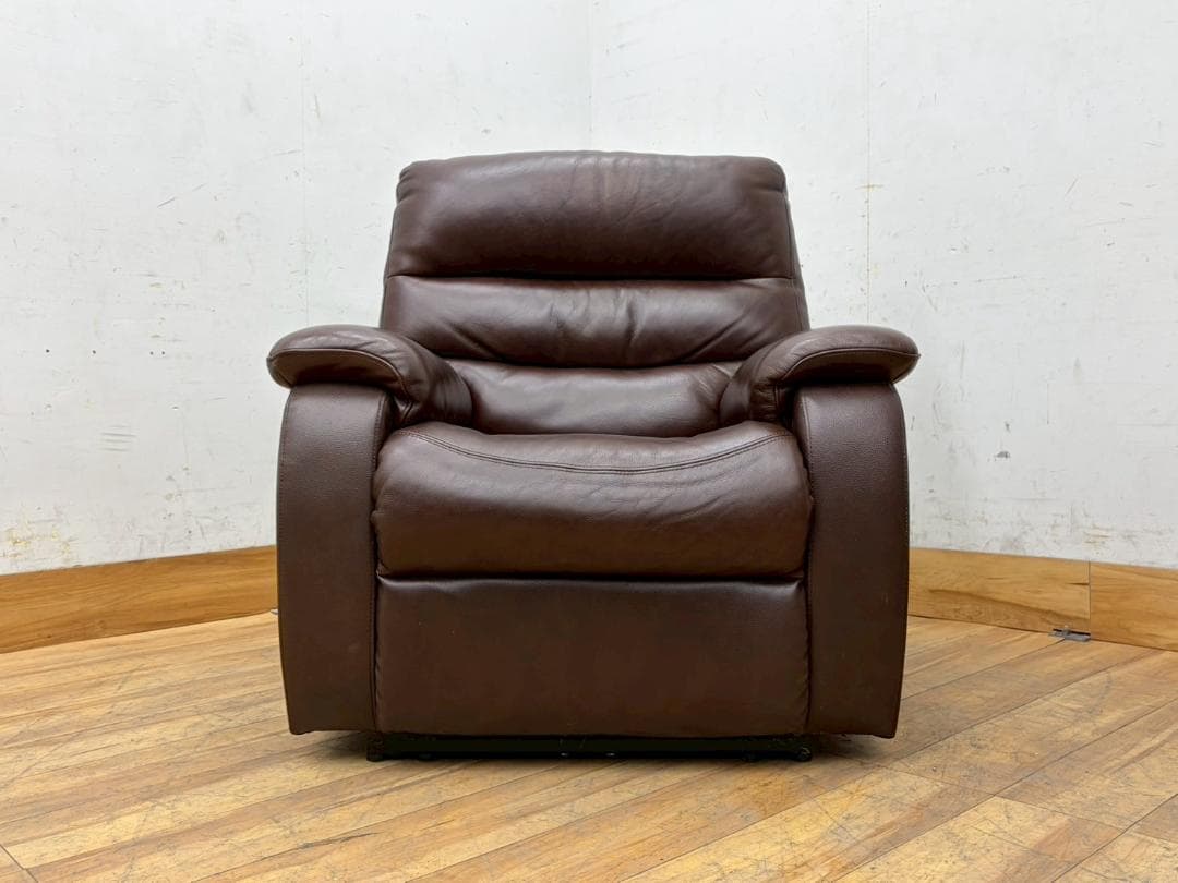 T7961☆美品☆NITORI☆ニトリ☆本革☆1P電動リクライニングソファ☆