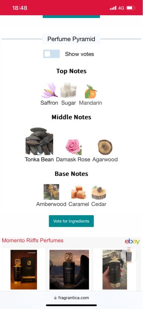 香水(男性用) Riiffs Momento