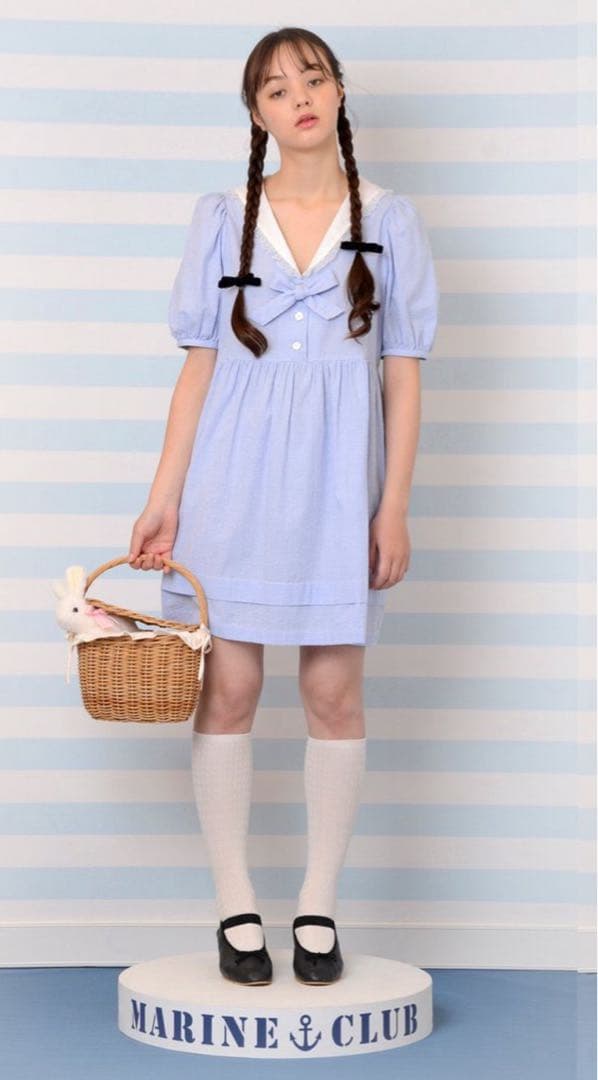 新品　Katie BABY-SITS! ギンガムチェックワンピース　ブルー