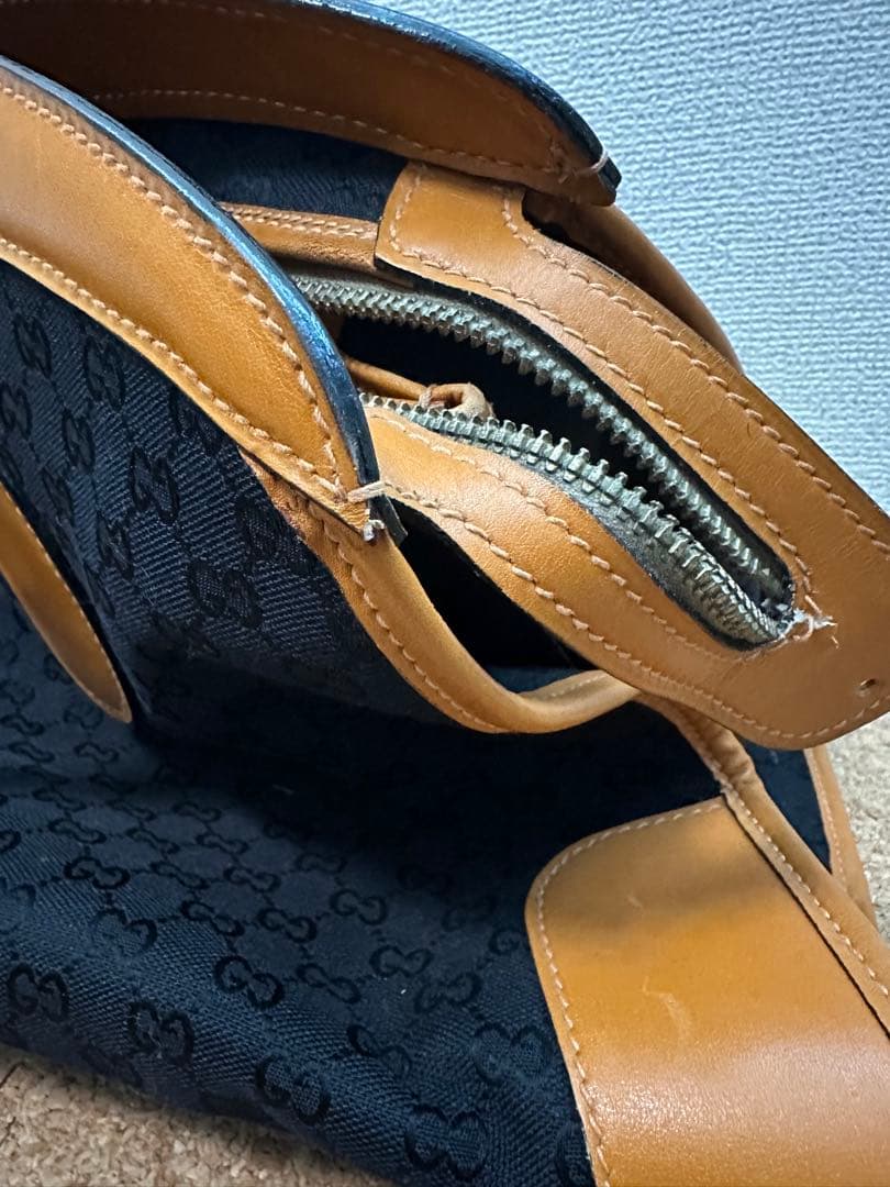 ジャンク品 GUCCI トラベル用ボストンバッグ(GG柄×キャンパスレザー)