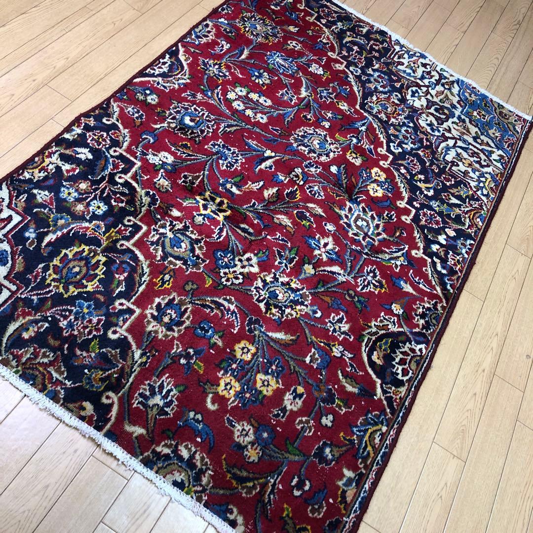 SALEペルシャ絨毯 ペルシャヴィンテージラグ 146x95 手織り オールド