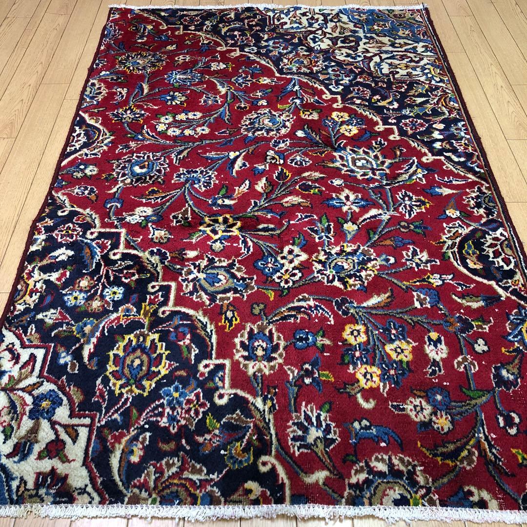 SALEペルシャ絨毯 ペルシャヴィンテージラグ 146x95 手織り オールド