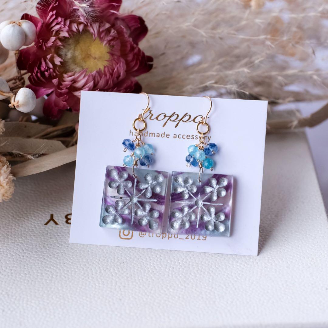 廃盤レア商品♦︎14kgfフローライトクリスマスキルトカービングピアス