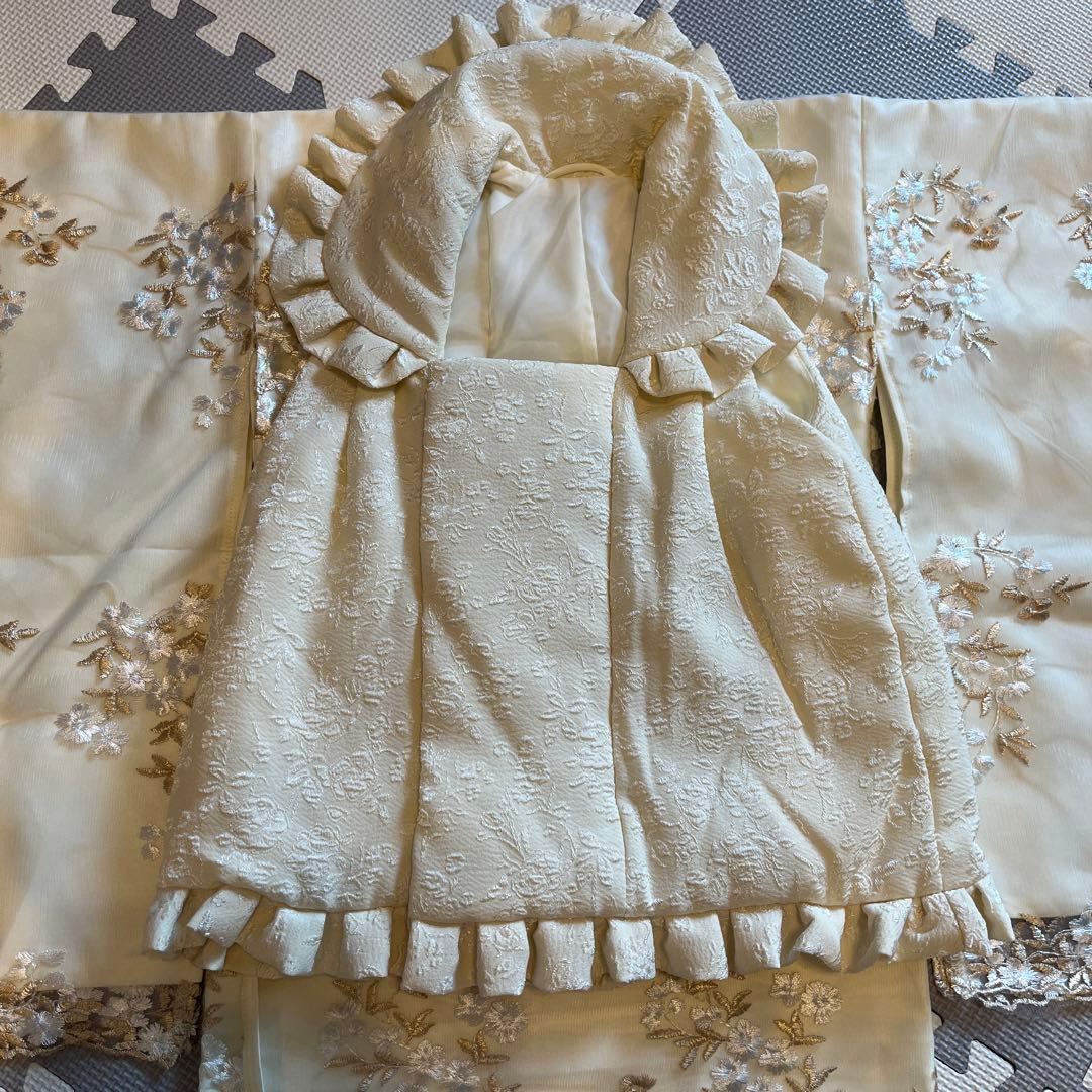七五三　キャサリンコテージ　アイボリー 刺繍入り 着物　長襦袢　巾着　ファスナー