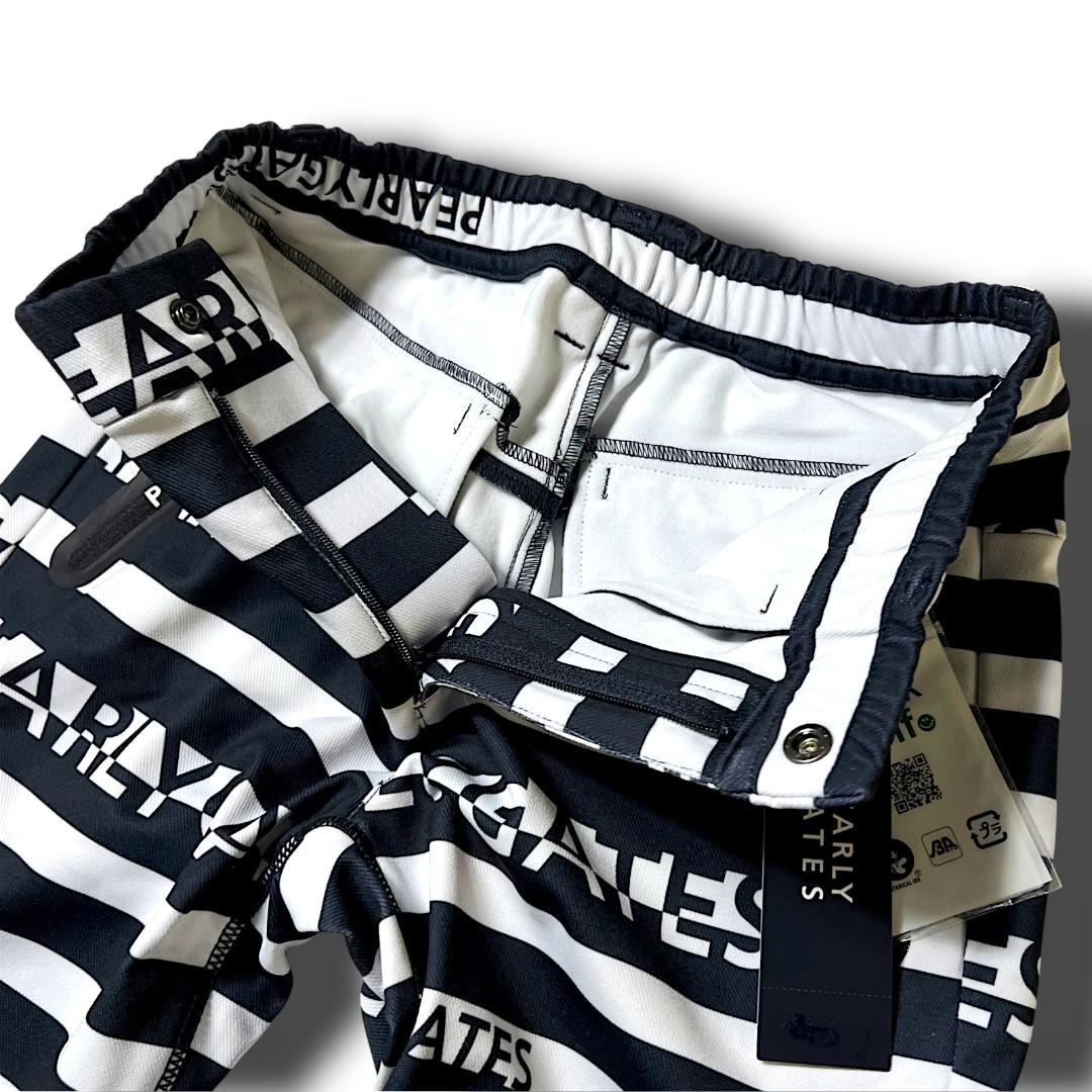 0 新品 パーリーゲイツ トリコット裏起毛 ビッグロゴボーダー ジョガーパンツ