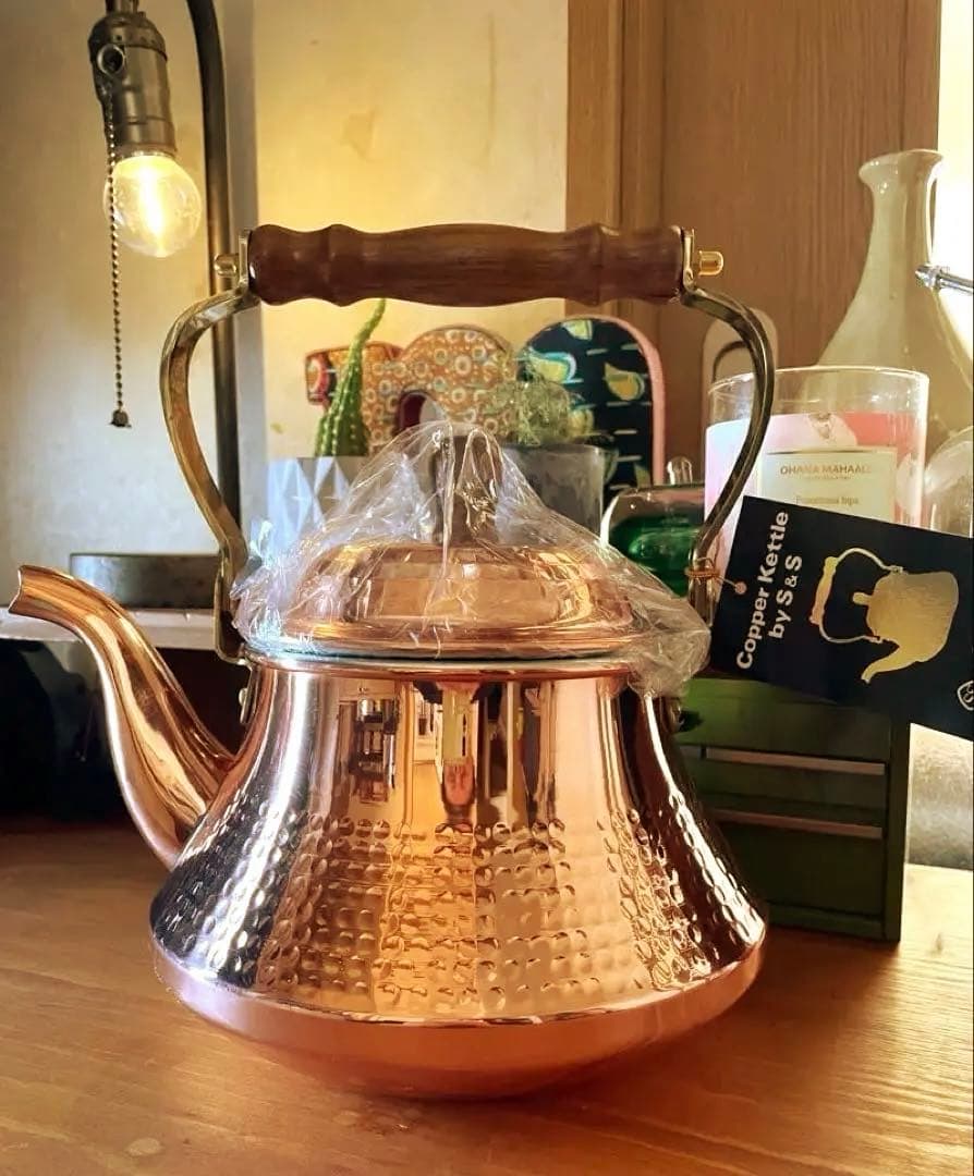 島本製作所ケトル　銅製やかん木製ハンドル付き 2.4リットル