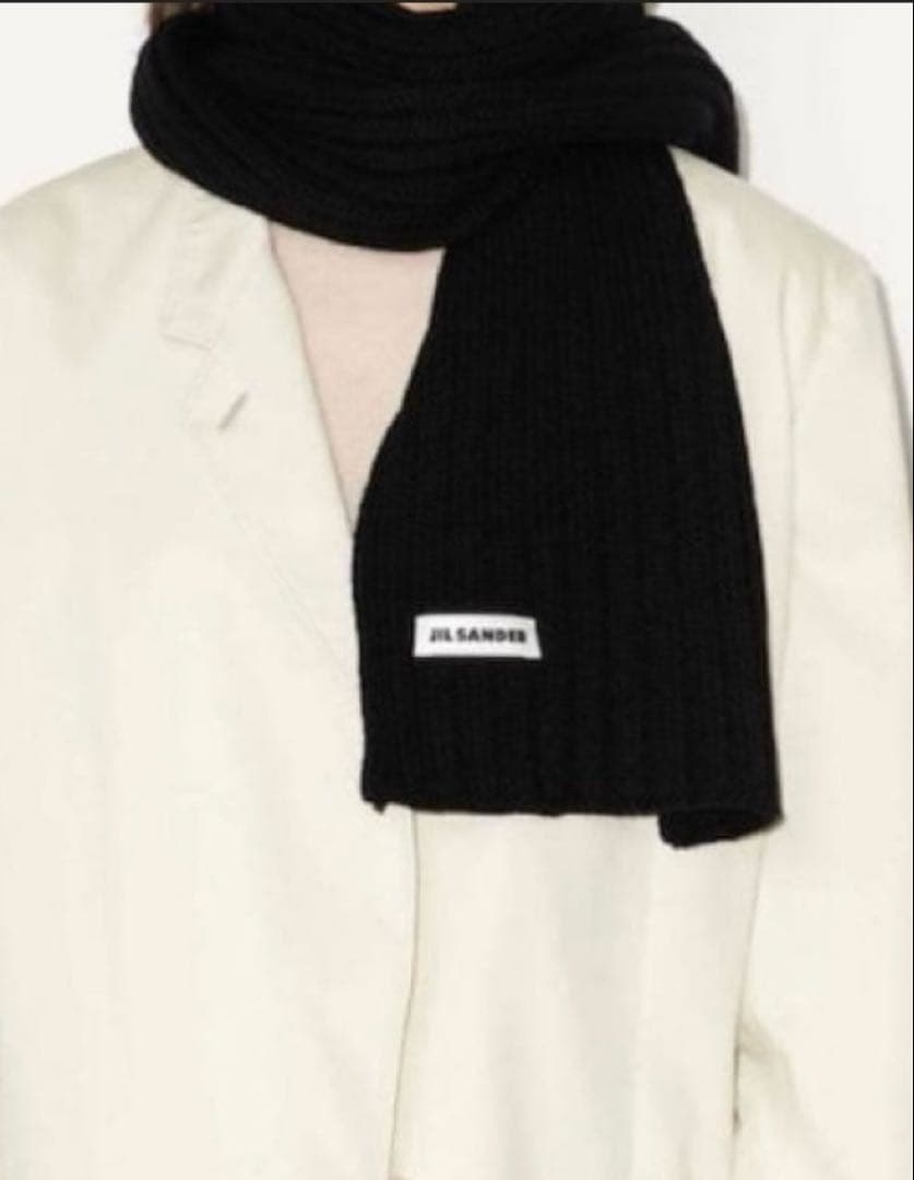 JIL SANDER ジルサンダー　ウール　マフラー　ブラック