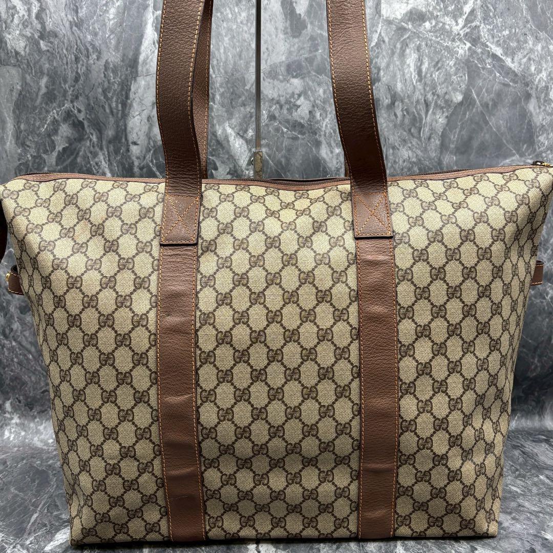 ✨美品✨GUCCI GG ボストンバッグ ブラウン ベージュ レザー ロゴ 金具