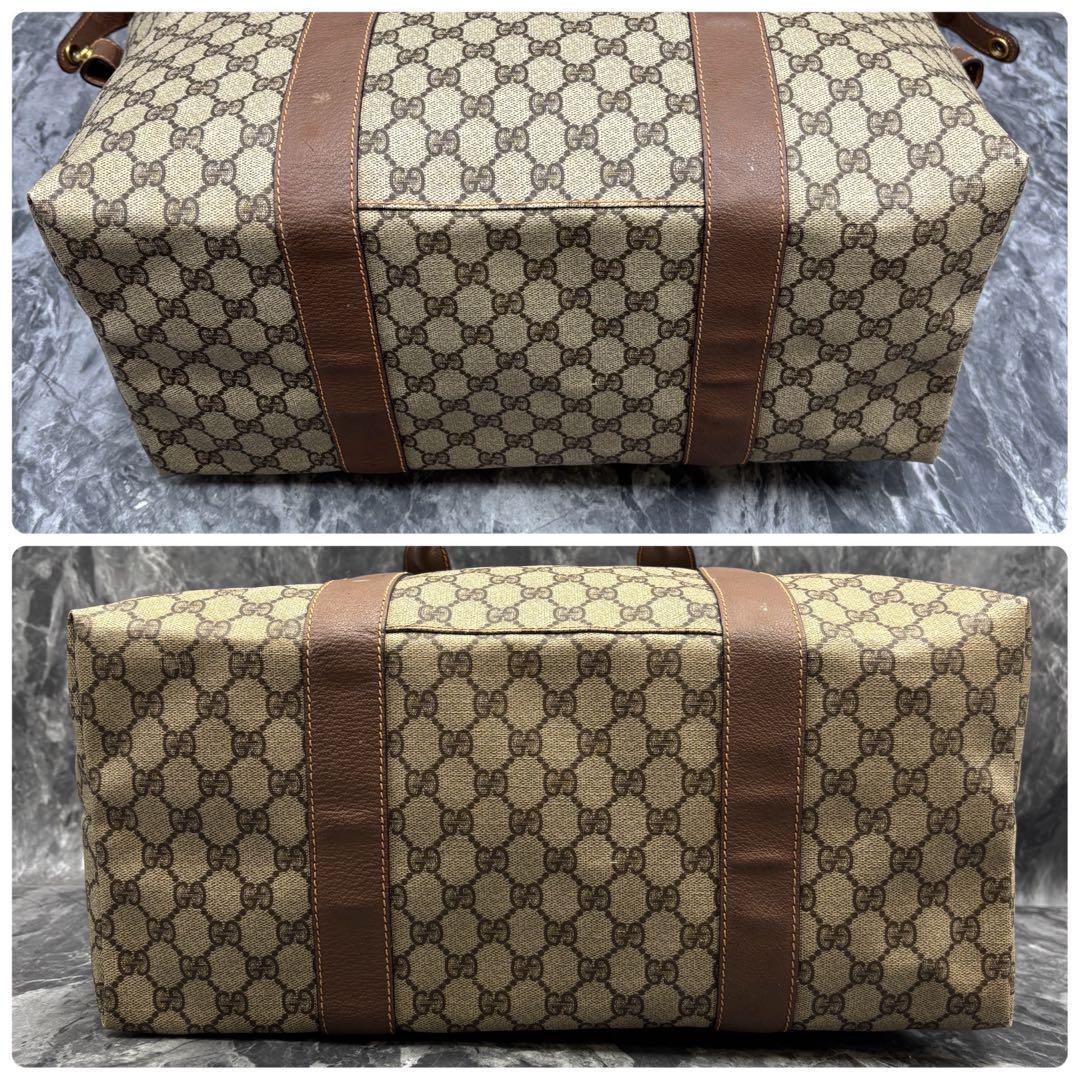 ✨美品✨GUCCI GG ボストンバッグ ブラウン ベージュ レザー ロゴ 金具