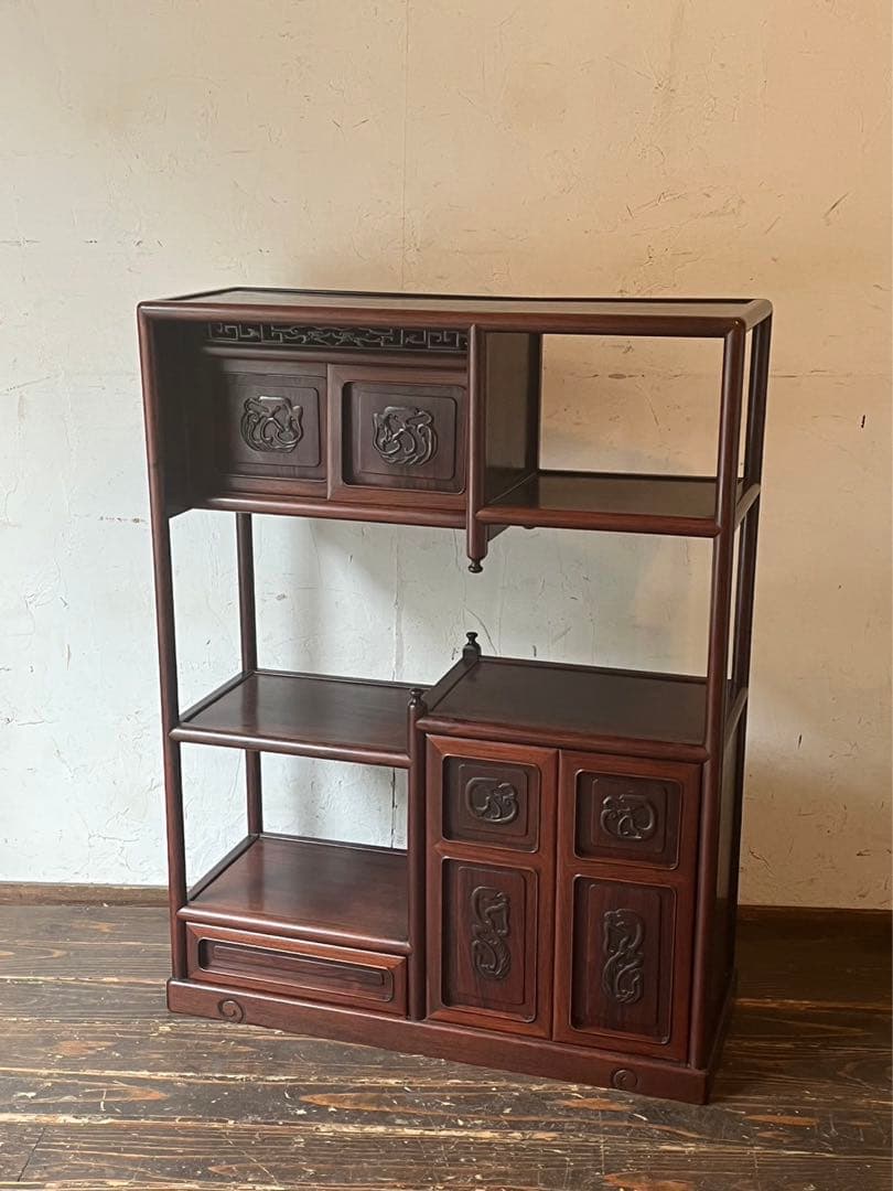 紫檀 違い棚 飾り棚 インテリア アンティーク 小ぶり